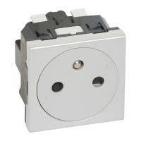 Prise 2P+T Surface Mosaic 2 modules avec connex° par bornes automatiques alu
