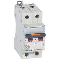 Disjoncteur DX³ 25kA arrivée haute/dépar haute/départ bas vis 2P 16A -courbe D -