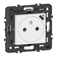 Prise 2P+T Surface avec prise USB Type-C Type-C Mosaic 2 modul + support-blanc