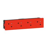 Prise 4x2P+T Surface Mosaic Link à racco raccordement latéral 8 modules - rouge