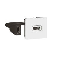 Prise HDMI Type-A version 2.0 préconnect préconnectorisée Mosaic 2 modules - blan