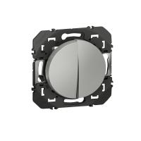 Double interrupteur ou va-et-vient dooxi dooxie 10AX 250V~ finition alu
