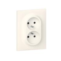 Double prise 2P+T compacte monobloc easy easyréno dooxie 16A avec plaque