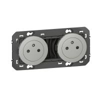 Double prise de courant 2P+T Surface doo dooxie 16A précâblées finition alu