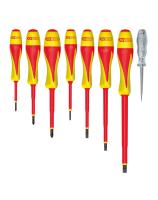 Jeu de 7 tournevis bi-matière isolés 1000V Fente-PH + tournevis testeur